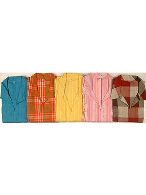 Lot of Five Kurti Tops with Collars