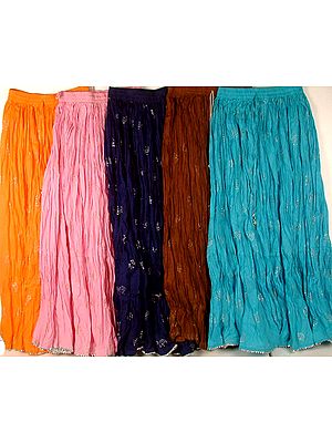 Lot of Five Malmal Ghagra Skirts