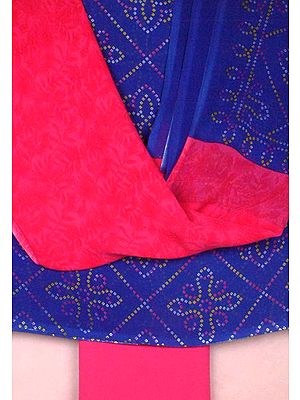 Magenta and Indigo Bandhej Suit