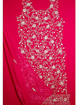 Magenta Salwar Suit with White Floral Embroidery and Sequins
