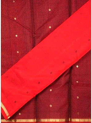 Maroon and Red Chanderi Suit with Golden Bootis