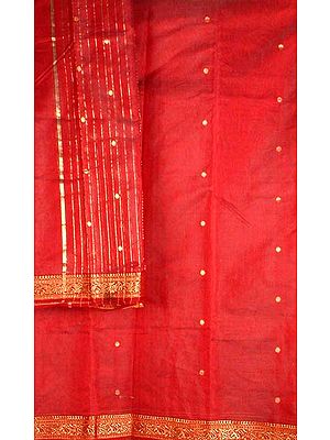 Maroon Chanderi Suit with Golden Bootis