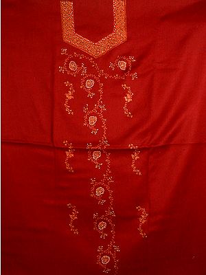 Maroon Hand-Embroidered Suit from Kashmir