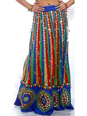 Multi-Colored Lehenga Skirt from Jaipur with Large Sequins and Beads