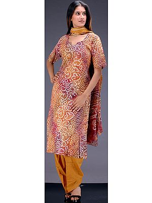 Mustard Bandhini Suit from Gujarat