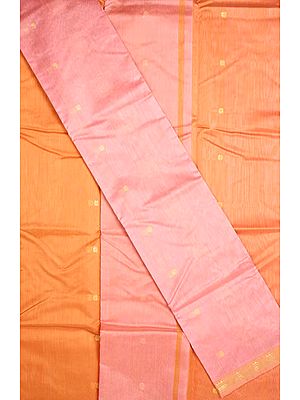 Peach and Pink Chanderi Suit with Bootis Woven in Golden Thread