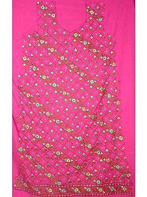 Pink Salwar Kameez Suit with Persian Floral Embroidery