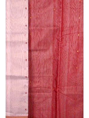 Rosybrown Chanderi Suit with Golden Bootis