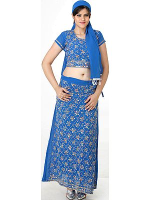 Royal Blue Lehenga Choli with Beadwork and Sequins
