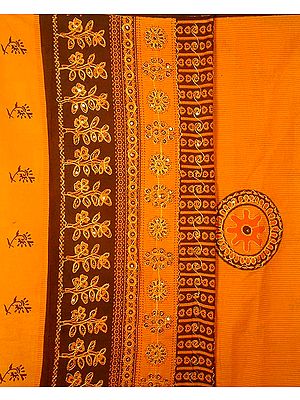 Sanganeri Printed Suit with Sequins and Threadwork