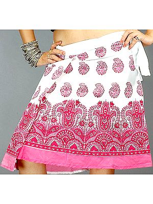 Short Wrap-Around Sanganeri Printed Skirt