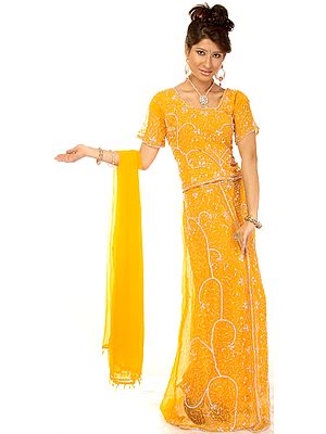 Amber Wedding Lehenga Choli with Beadwork and Sequins