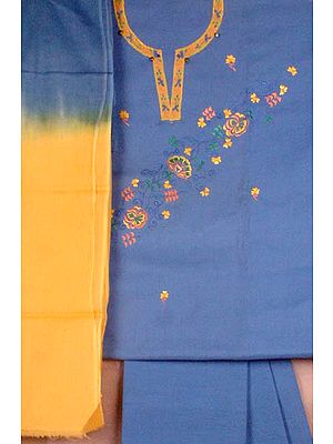 Sky-Blue Suit with Embroidery on Kameez