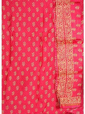 Magenta Chanderi Suit with All-Over Printed Bootis