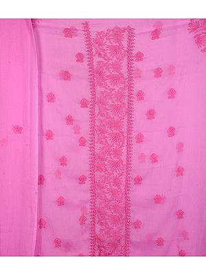 Orchid Salwar Kameez Fabric from Lucknow with Chikan Embroidery by Hand