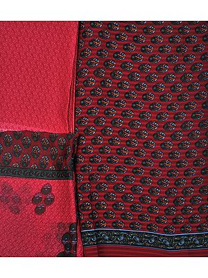 Salwar Kameez Fabric with Printed Flowers All-Over