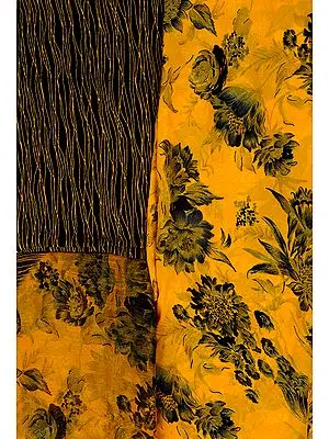 Citrus-Yellow Salwar Kameez Fabric with Printed Flowers