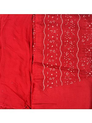 Oxblood-Red Chikan Salwar Kameez Fabric from Lucknow with Hand Embroidery