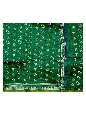 Islamic-Green Chanderi Suit with Block-Printed Bootis