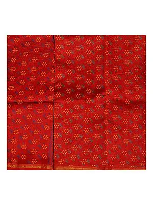 Cinnabar Chanderi Salwar Kameez Fabric with Block-Printed Flowers
