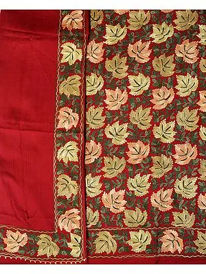 Salwar Kameez Fabric from Amritsar with Aari-Embroidered Maple Leaves