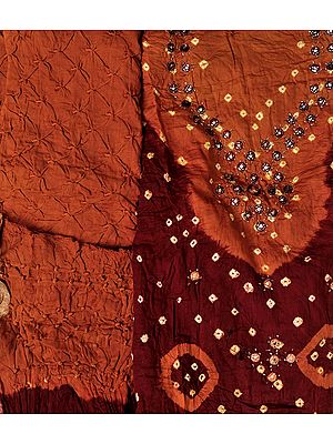 Double-Shaded Bandhani Tie-Dye Salwar Kameez Fabric from Gujarat