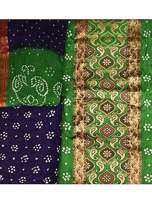 Bandhani Salwar Kameez Fabric from Gujarat with Aari Embroidery and Crystals