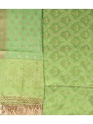 Kora Salwar Kameez Fabric from Banaras with Woven Leaves All-Over