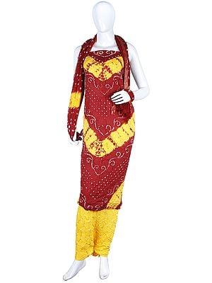 Bandhani Tie-Dye Salwar Kameez Fabric from Gujarat