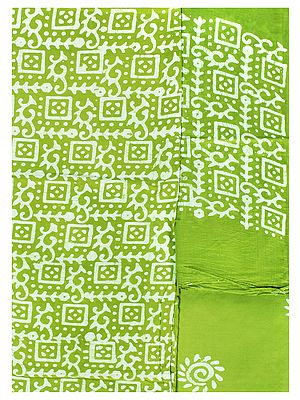 Green-Tea Batik-Dyed Salwar Kameez Fabric