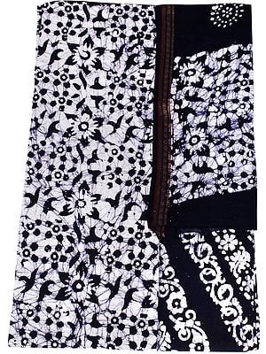 Batik-Dyed Salwar Kameez Fabric with Printed Florals