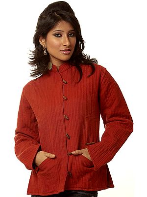 Maroon Layered Reversible Jacket from Rajasthan