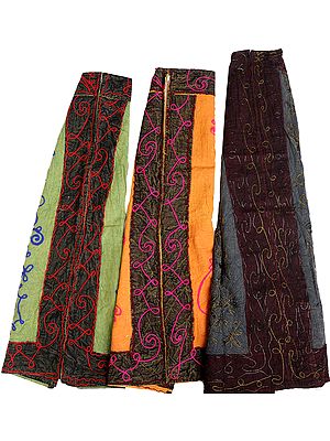 Lot of Three Gujarati Skirts with Embroidery by Hand