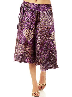 Purple Wrap-Around Printed Skirt