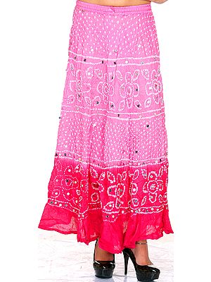 Pink Shaded Bandhani Skirt