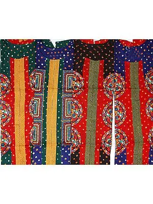 Lot of Three Gujarati Bandhani Kurtis with Applique