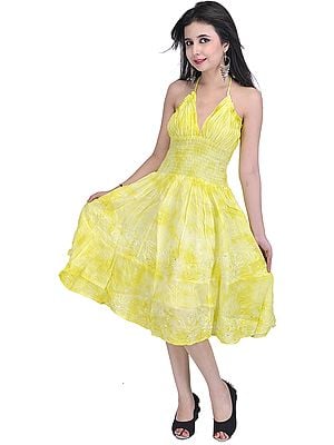 Vintage Style Halterneck Dress with Sequins and Thread Work
