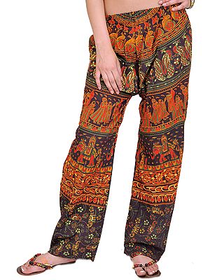 Casual Trousers from Jodhpur with Printed Marriage Procession
