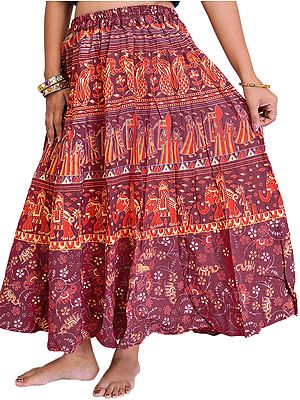 Sanganeri Skirt from Jodhpur with Printed Marriage Procession