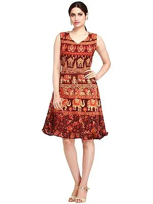 Summer Dress from Pilkhuwa with Printed Elephants and Camels