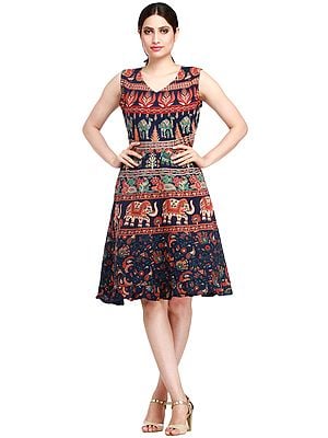 Summer Dress from Pilkhuwa with Printed Elephants and Camels