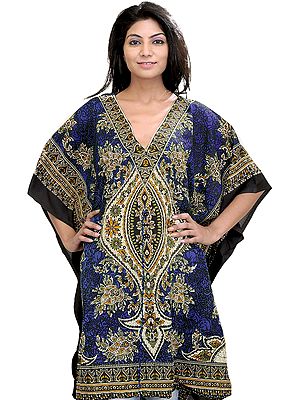 Printed Short Boho Kaftan with Dori at Waist