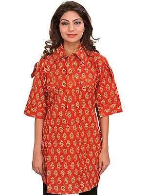 Block-Printed Kurti from Pilkhuwa with Front Pockets
