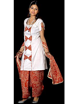 White and Rust Designer Suit