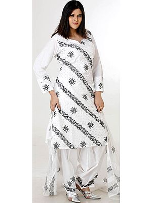 White Printed Salwar Kameez