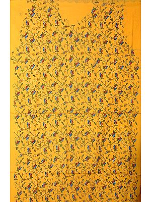 Yellow Two-Piece Suit with All-Over Kantha Stitch Embroidery