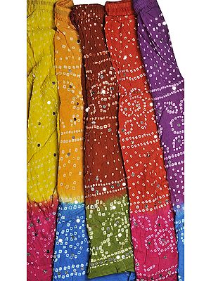 Lot of Five Bandhini Ghagra Skirts