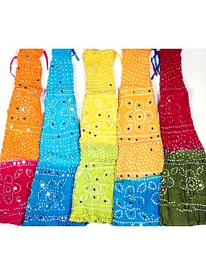 Lot of Five Bandhani Ghagra Skirts