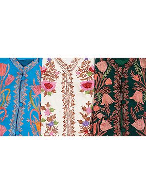 Lot of Three Jackets with Aari Embroidery from Kashmir