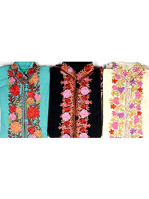 Lot of Three Jackets with Aari Embroidery from Kashmir